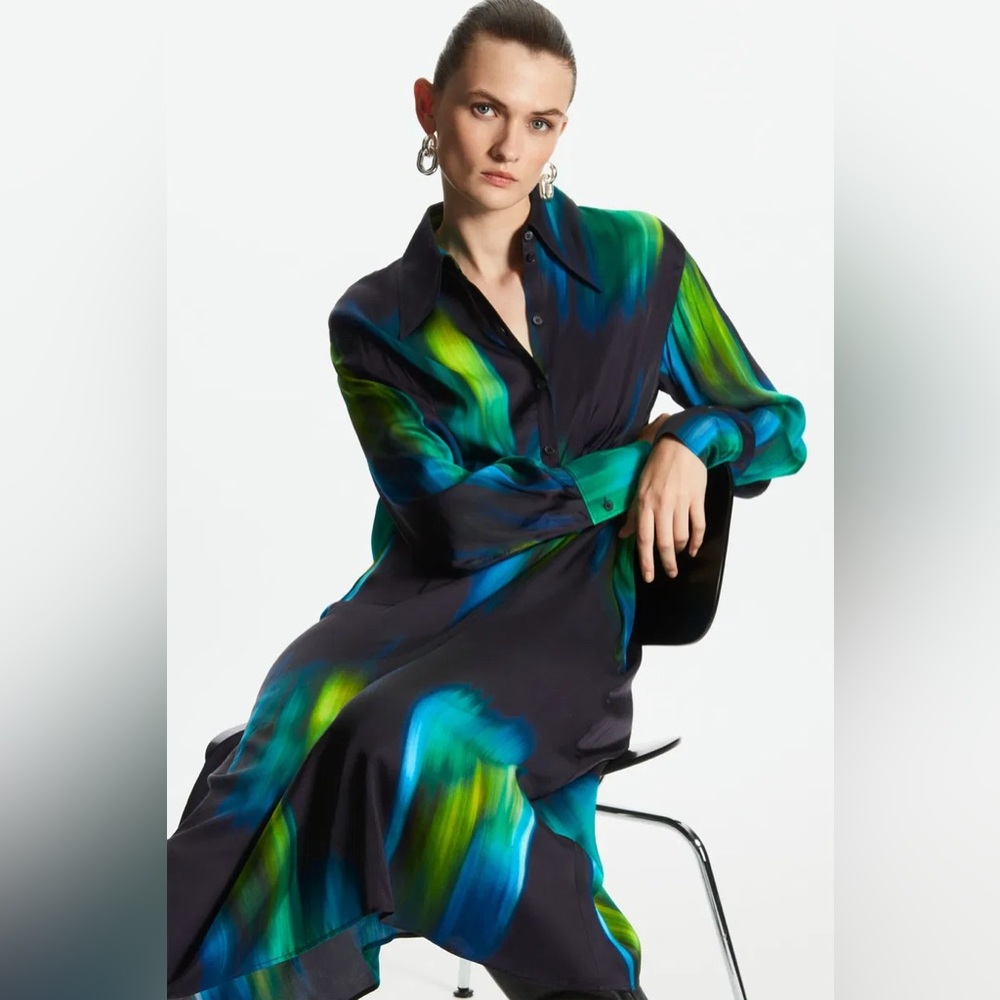 COS Black/Blue/ green Long Sleeve Dress. Carla Rockmore. Size 6